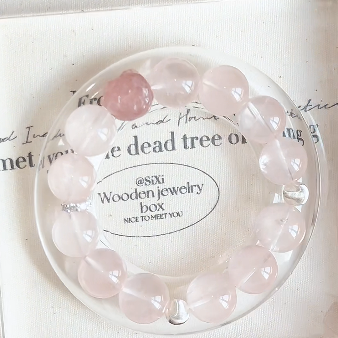 The Velvet Lion Bracelet | Rose Quartz & Strawberry Quartz | For Courageous Love