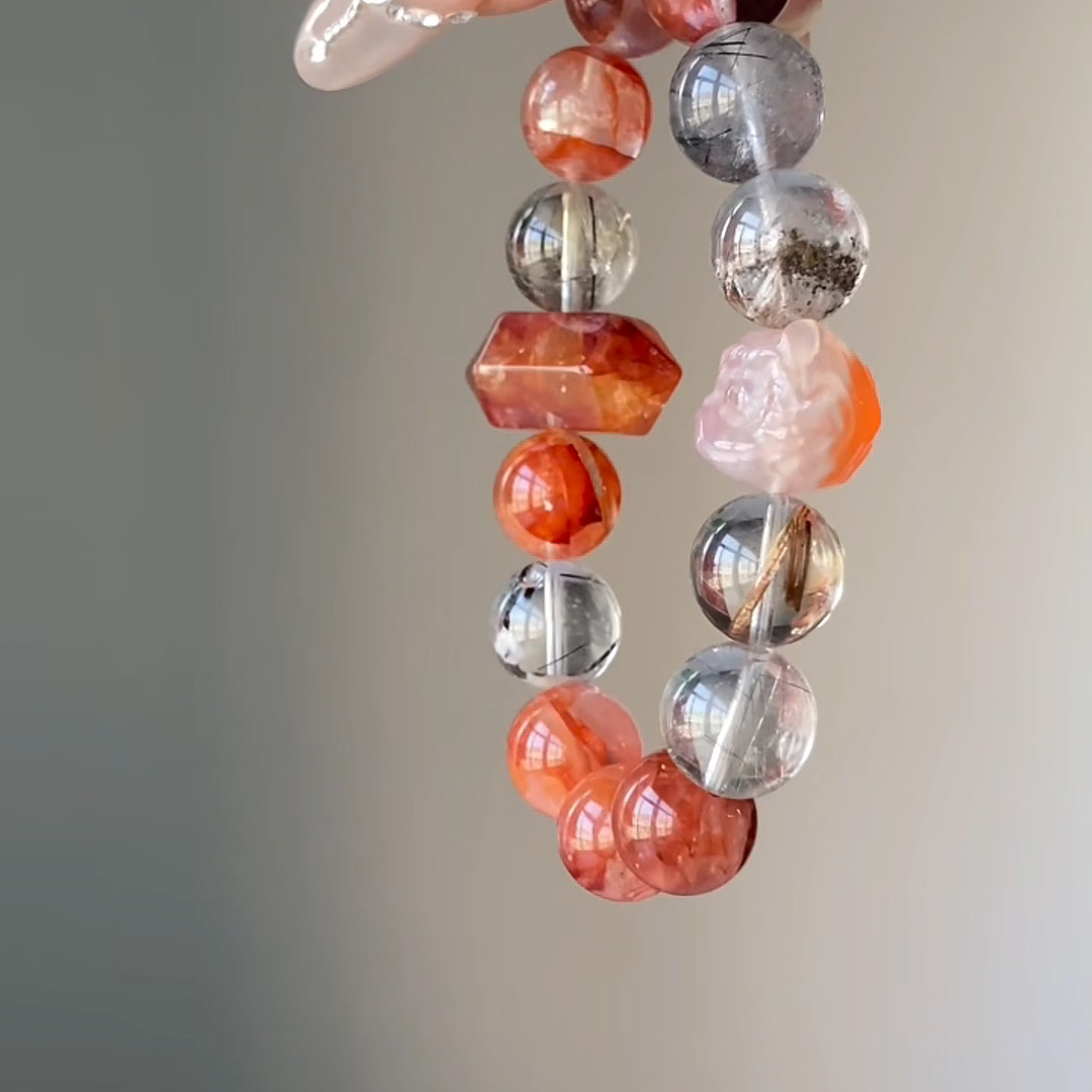 The Sovereign Harvest Bracelet | Red Hematoid & Phantom Quartz | For Achievement & Recognition