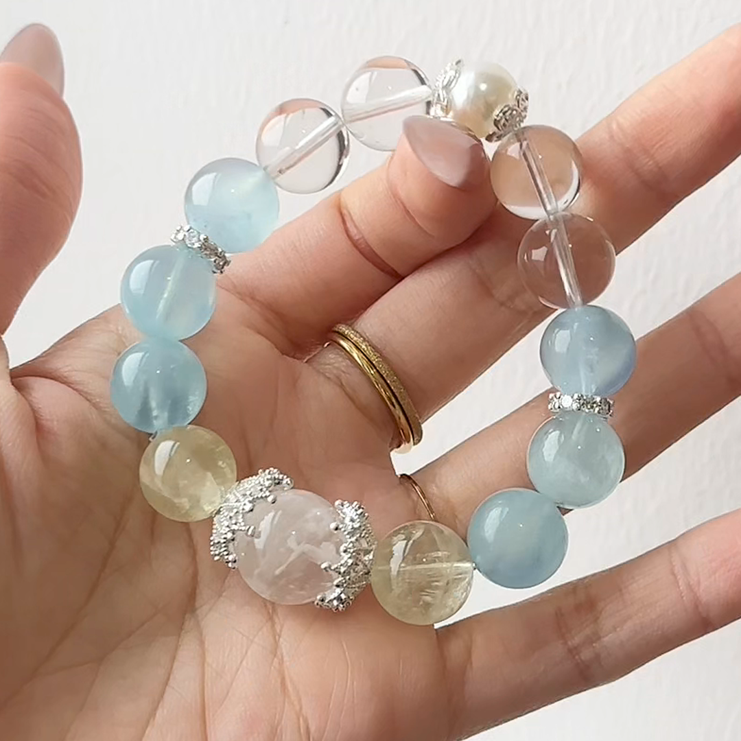The Amalfi Bracelet | Aquamarine & Citrine | For Serenity & Joyful Memories