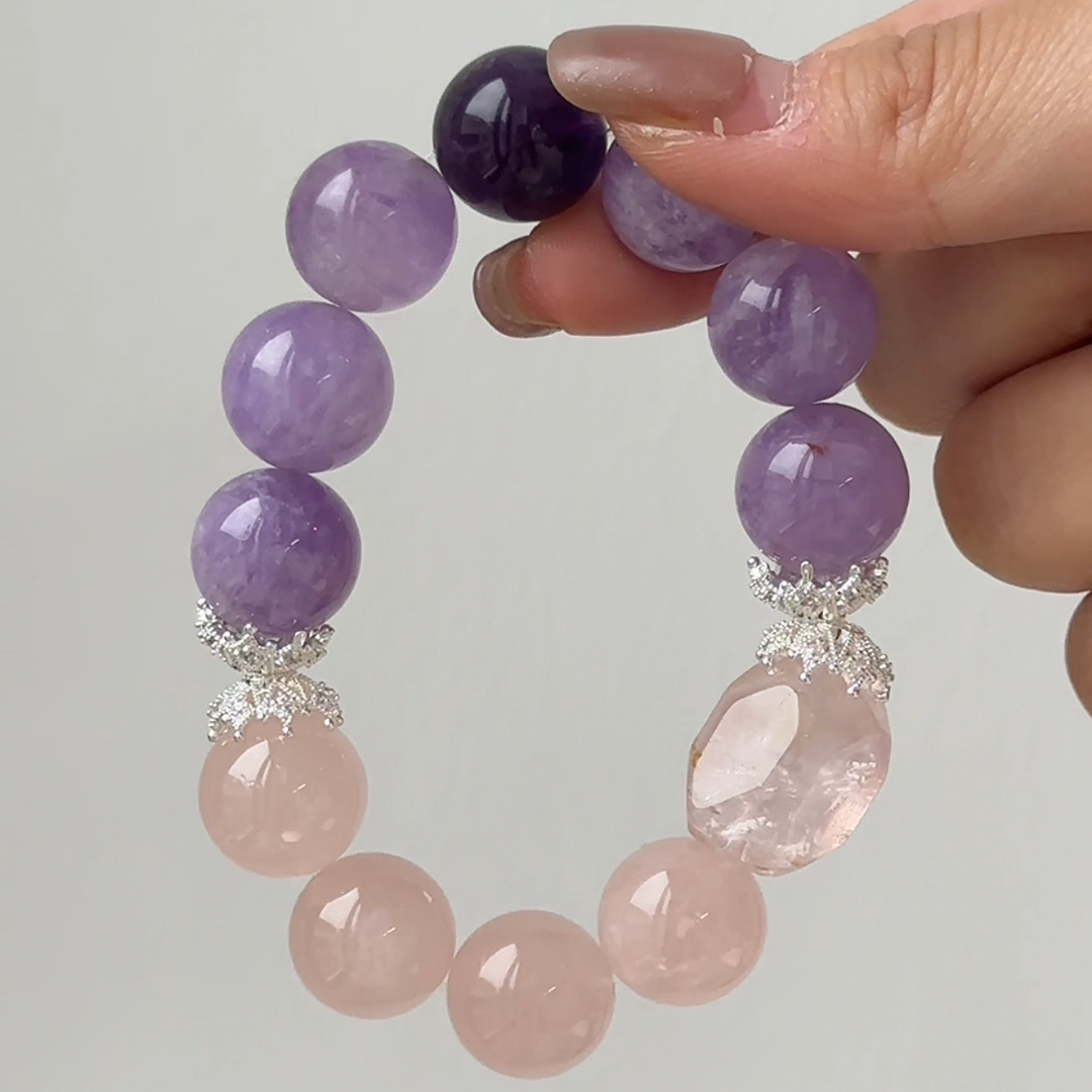 Berry Blush Bracelet | Amethyst & Rose Quartz | For Love & Serenity