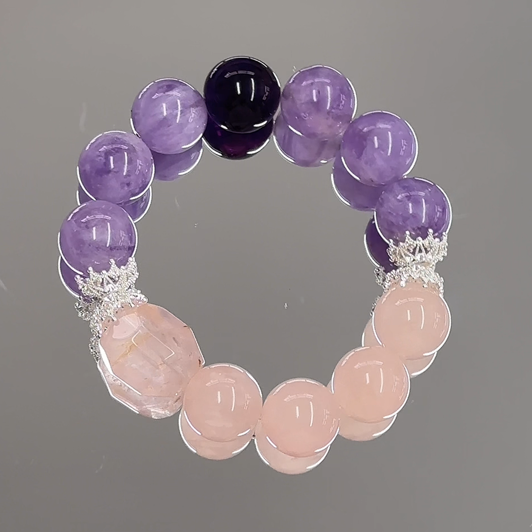 Berry Blush Bracelet | Amethyst & Rose Quartz | For Love & Serenity