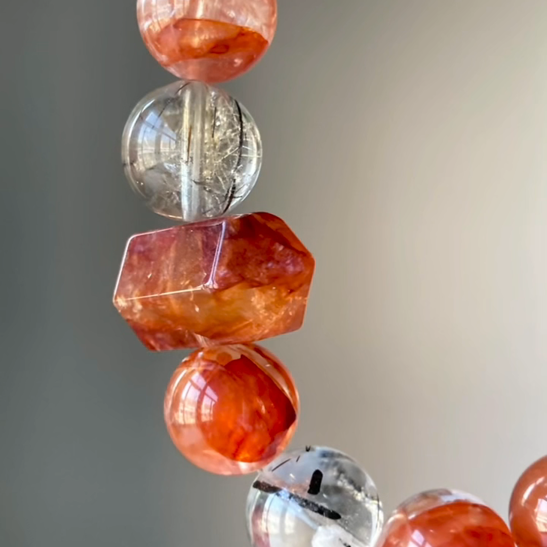 The Sovereign Harvest Bracelet | Red Hematoid & Phantom Quartz | For Achievement & Recognition