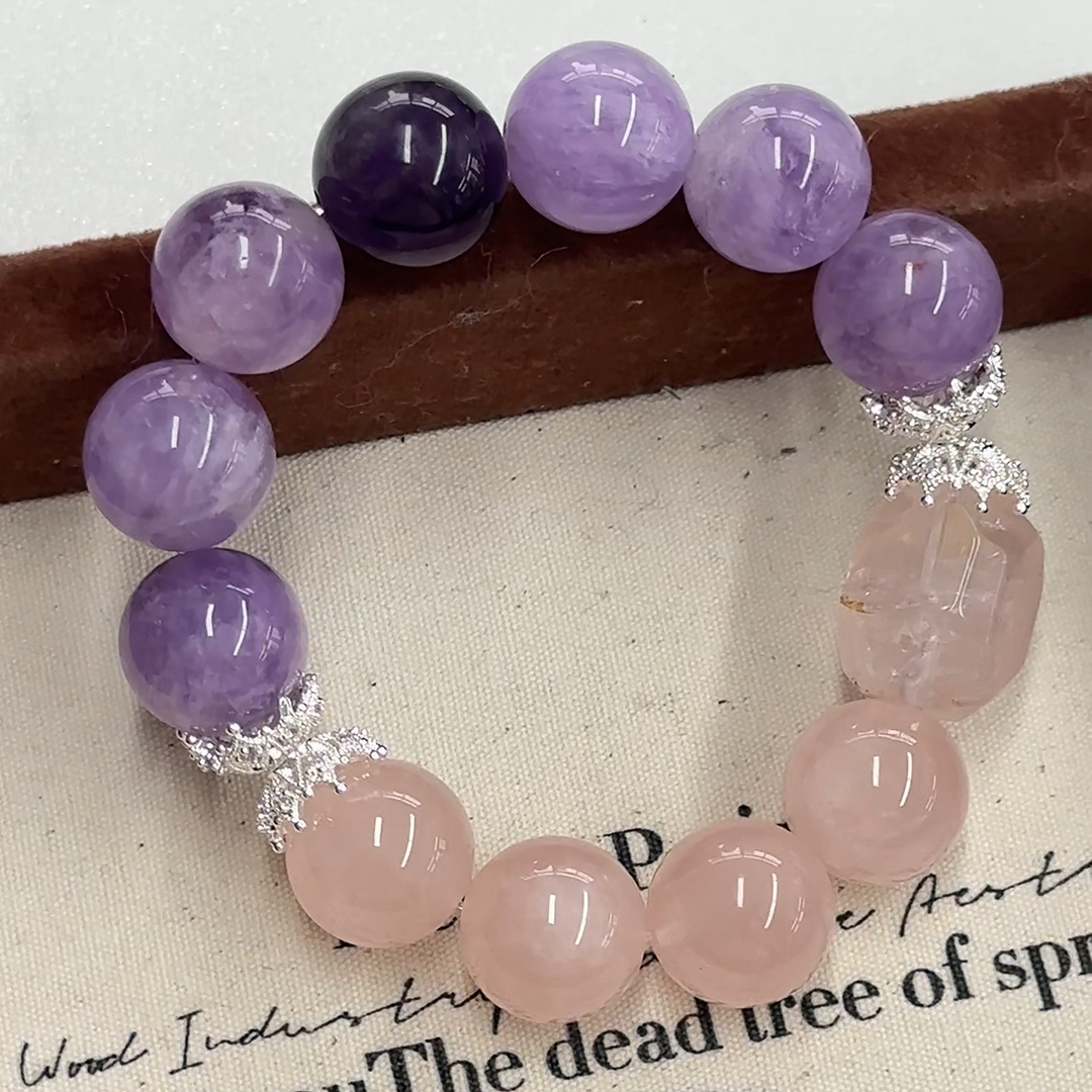 Berry Blush Bracelet | Amethyst & Rose Quartz | For Love & Serenity