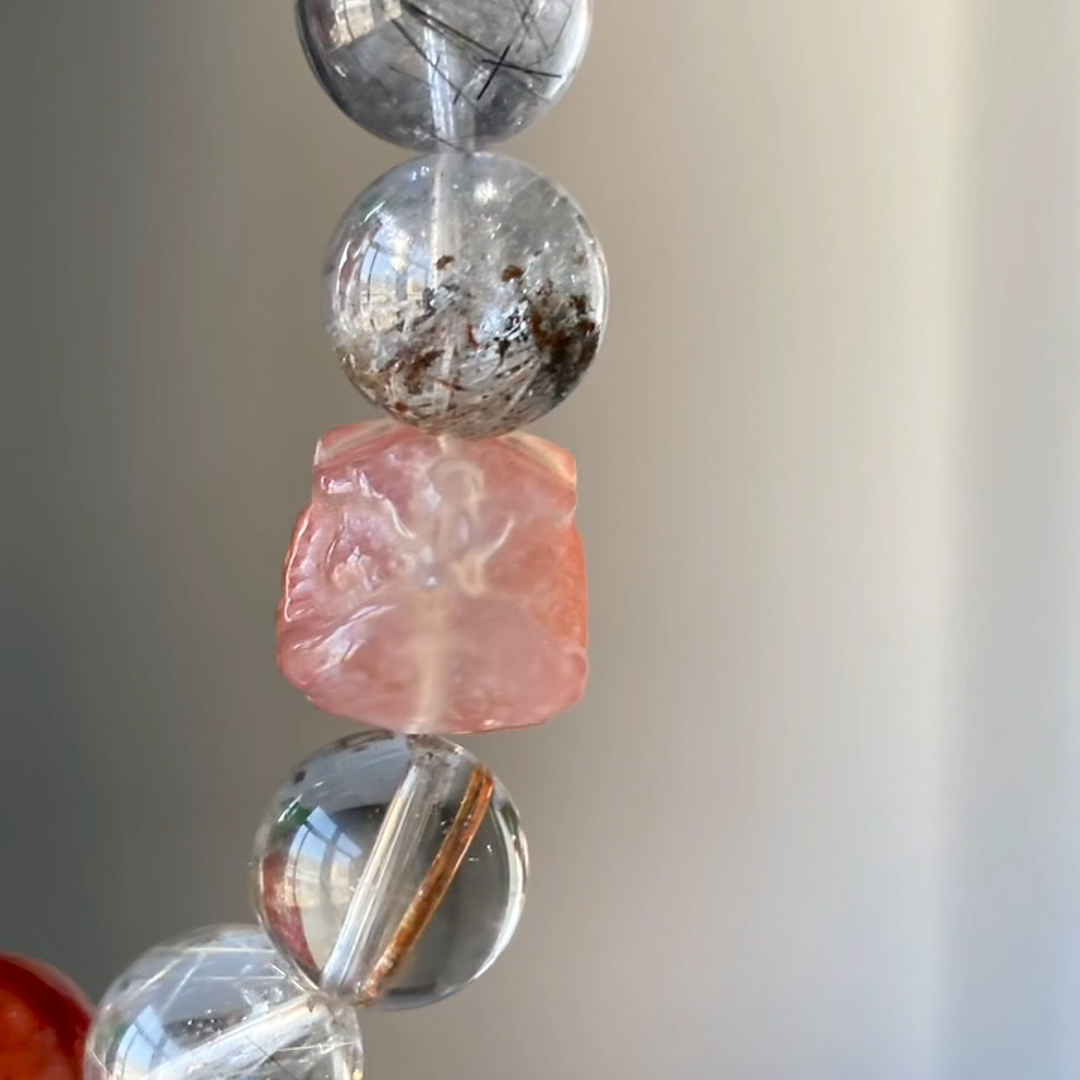 The Sovereign Harvest Bracelet | Red Hematoid & Phantom Quartz | For Achievement & Recognition