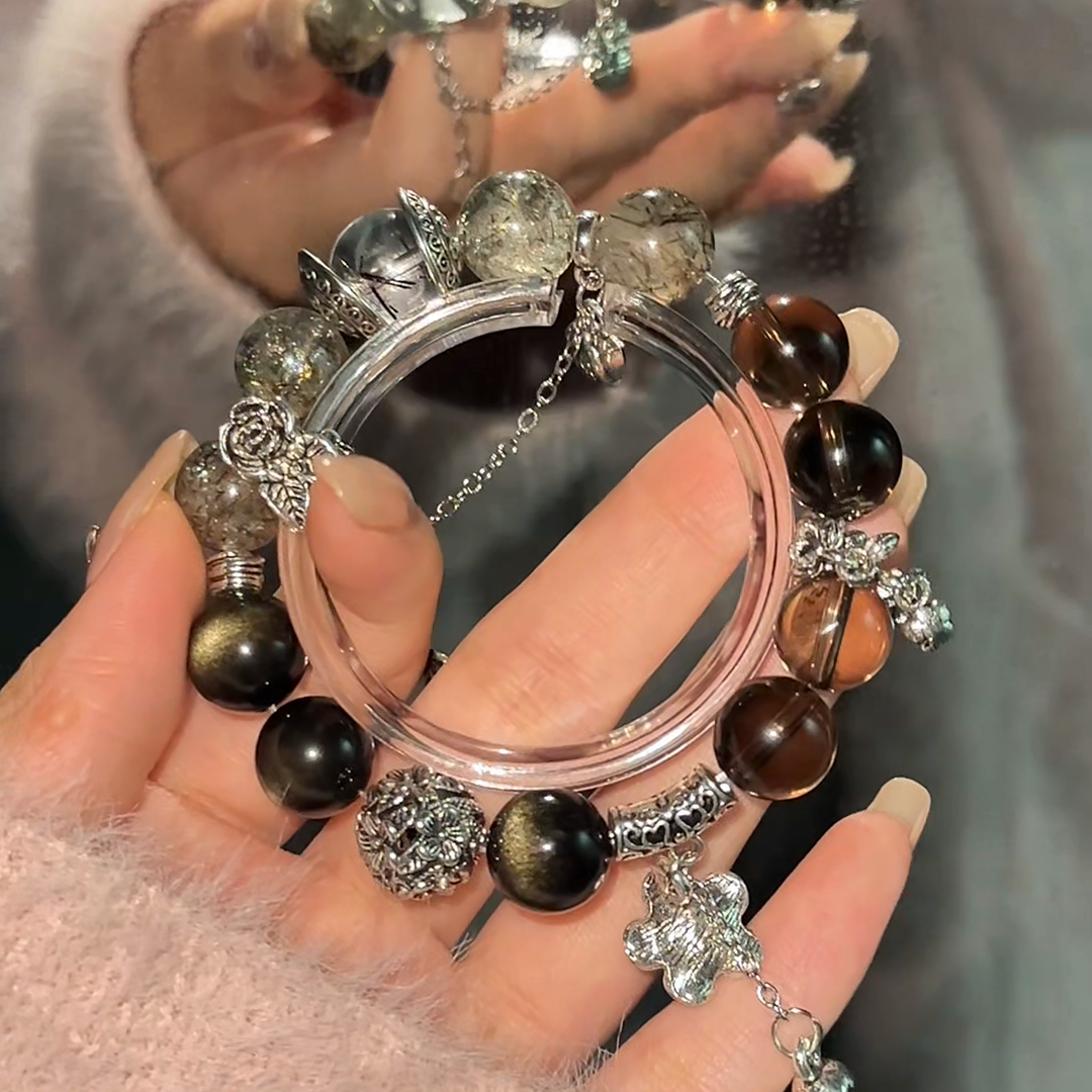 Golden Hour Harmony Bracelet | Smoky Quartz & Golden Obsidian | Grounding & Empowerment