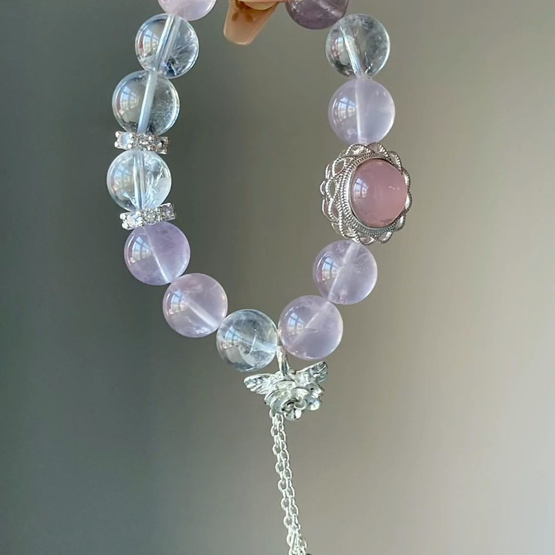 The Euphoria Bracelet | Rose Quartz & White Azeztulite | For High-Vibration Joy
