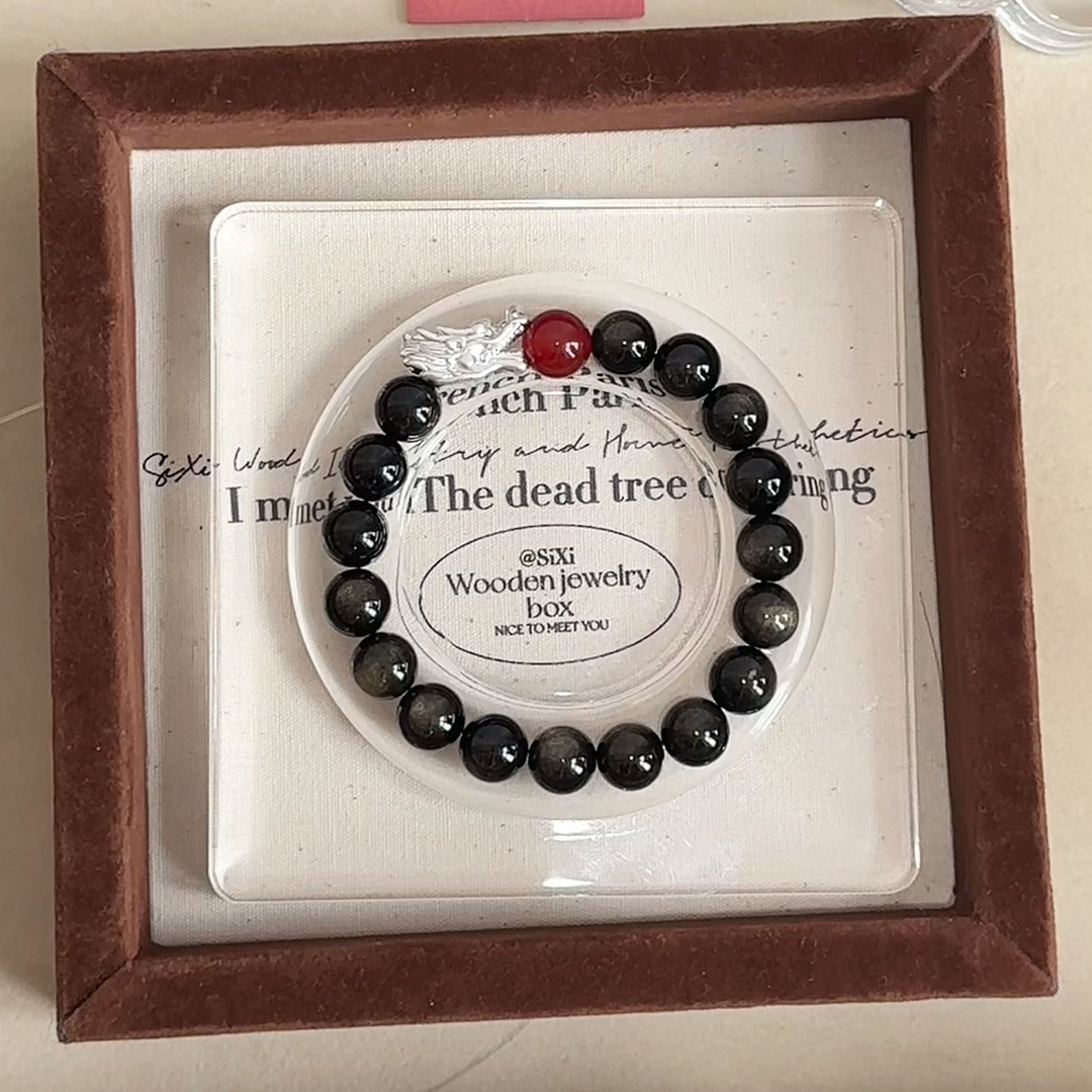 The Dragon's Ember Bracelet | Golden Obsidian & Red Agate | For Power & Protection