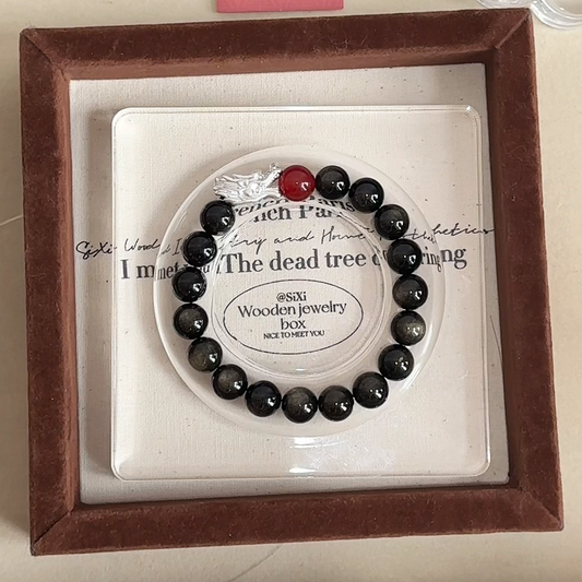 The Dragon's Ember Bracelet | Golden Obsidian & Red Agate | For Power & Protection