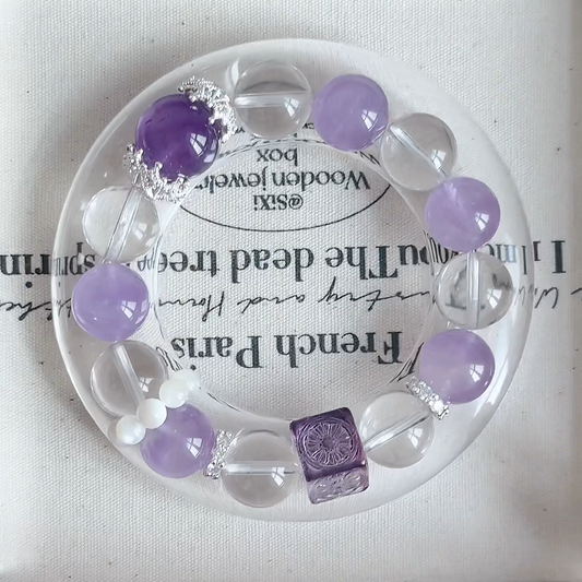 The Serenity Sorbet Bracelet | Lavender Amethyst & Clear Quartz | For Calm & Clarity