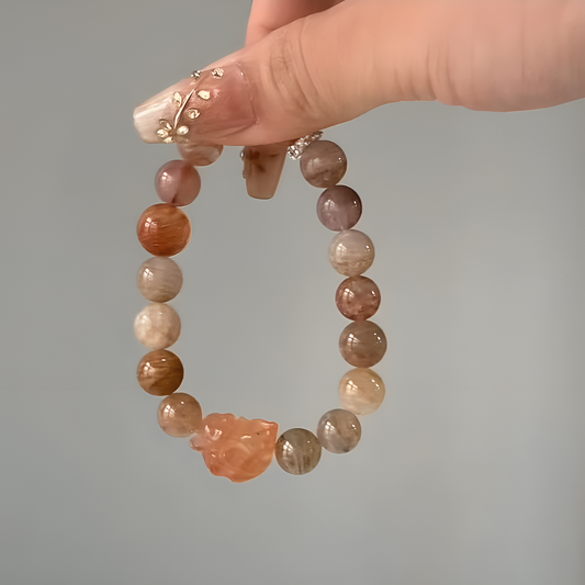 The Soulmate Charm Bracelet | Phantom & Rabbit Hair Quartz | For Deep Connection