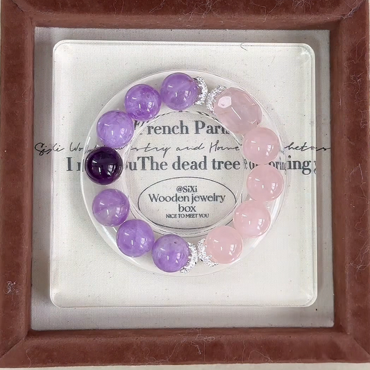 Berry Blush Bracelet | Amethyst & Rose Quartz | For Love & Serenity