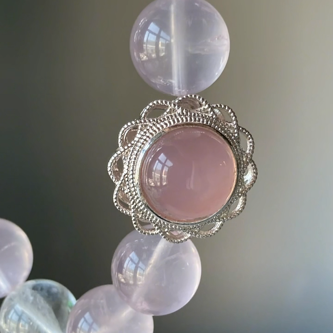 The Euphoria Bracelet | Rose Quartz & White Azeztulite | For High-Vibration Joy