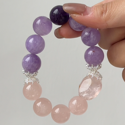 Berry Blush Bracelet | Amethyst & Rose Quartz | For Love & Serenity