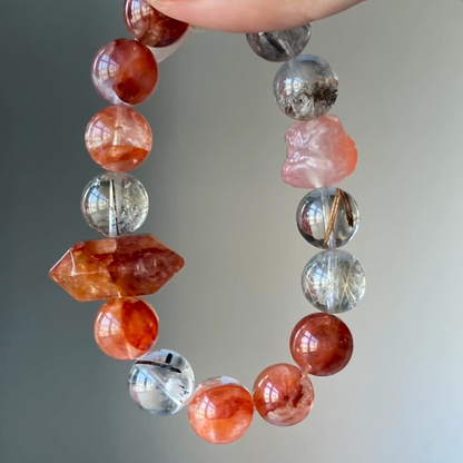 The Sovereign Harvest Bracelet | Red Hematoid & Phantom Quartz | For Achievement & Recognition