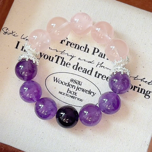 The Divine Grace Bracelet | Amethyst & Rose Quartz | For Intuition & Love