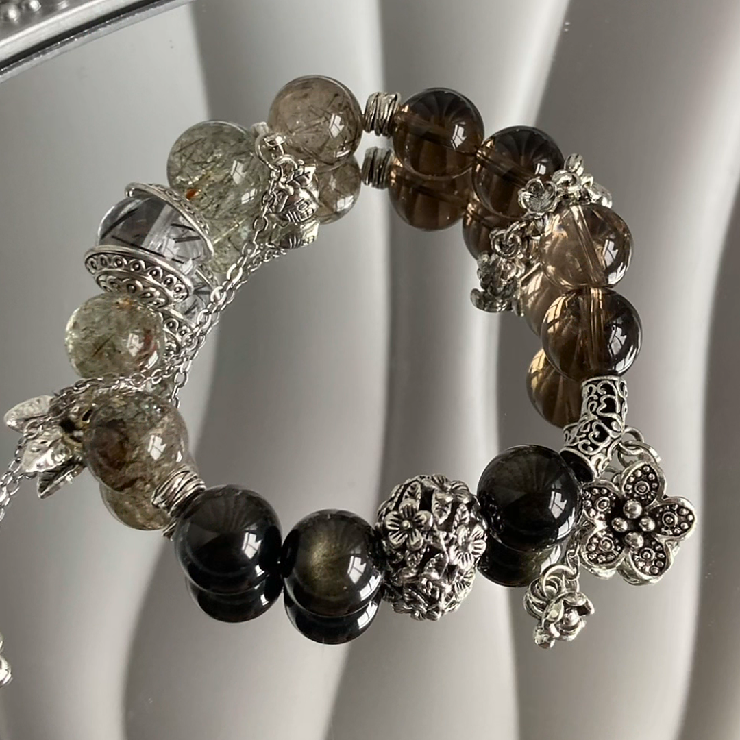 Golden Hour Harmony Bracelet | Smoky Quartz & Golden Obsidian | Grounding & Empowerment