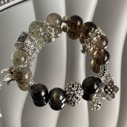 Golden Hour Harmony Bracelet | Smoky Quartz & Golden Obsidian | Grounding & Empowerment