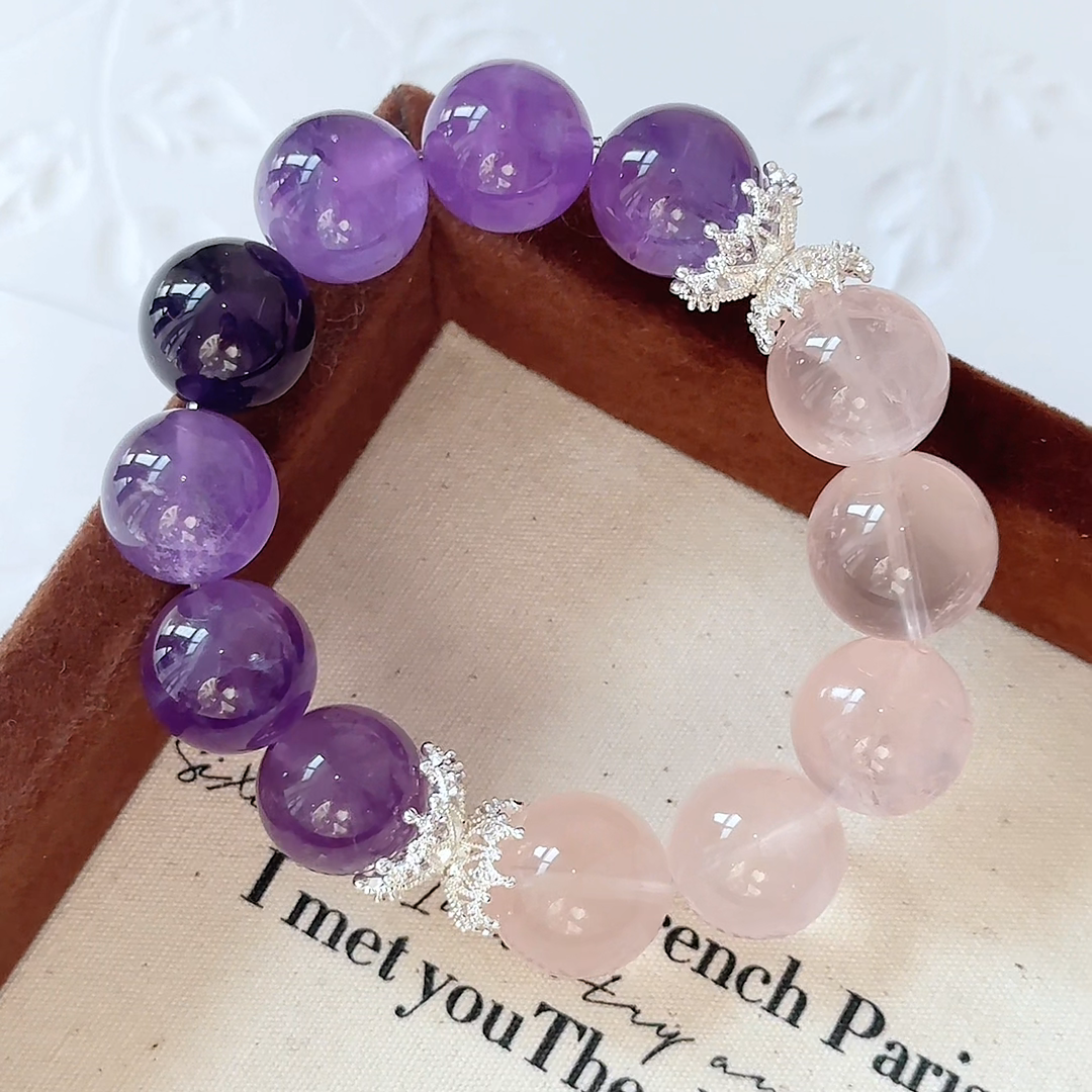The Divine Grace Bracelet | Amethyst & Rose Quartz | For Intuition & Love