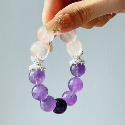 The Divine Grace Bracelet | Amethyst & Rose Quartz | For Intuition & Love
