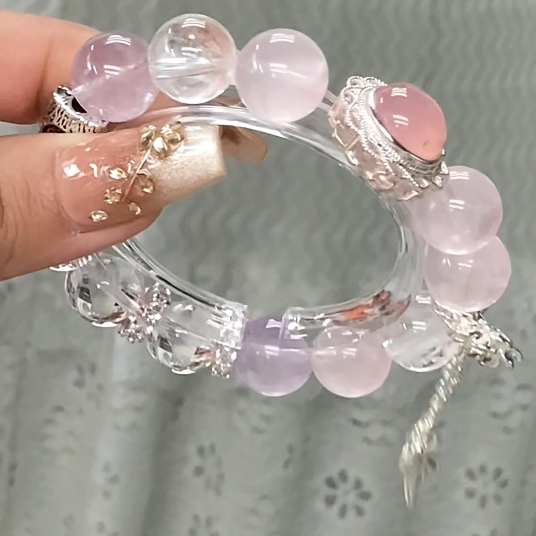 The Euphoria Bracelet | Rose Quartz & White Azeztulite | For High-Vibration Joy