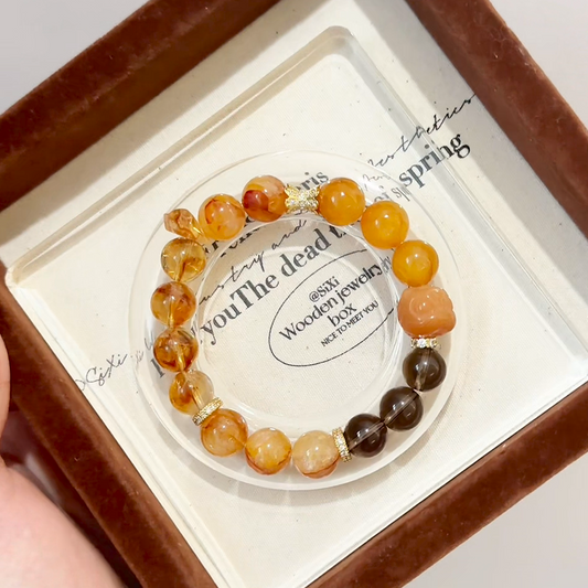 The Sovereign Bloom Bracelet | Smoky Quartz & Citrine | For Grounded Success
