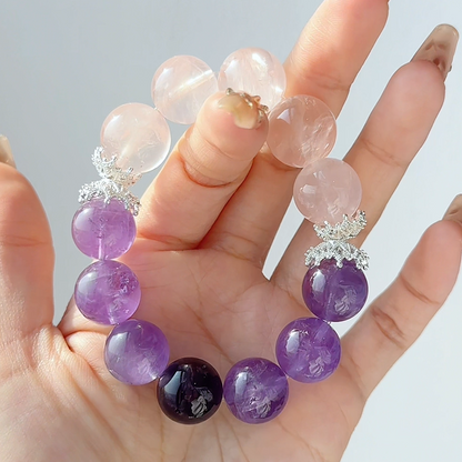 The Divine Grace Bracelet | Amethyst & Rose Quartz | For Intuition & Love