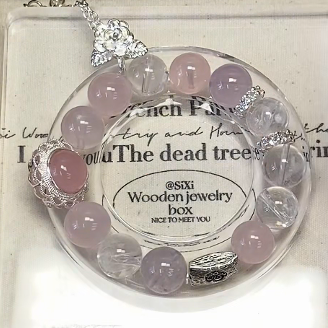 The Euphoria Bracelet | Rose Quartz & White Azeztulite | For High-Vibration Joy